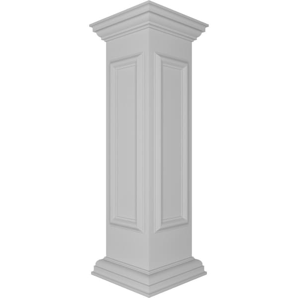 10W X 40H Corner Newel Post With Panel, Peaked Capital & Base Trim (Installation Kit Included)